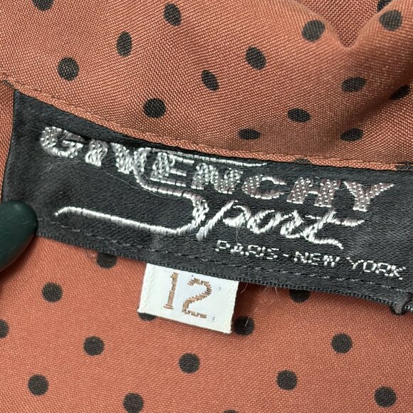 Givenchy Sport Vintage Brown & Black Polka Dot Button Down Blouse - Size 12 - Picture 3 of 8
